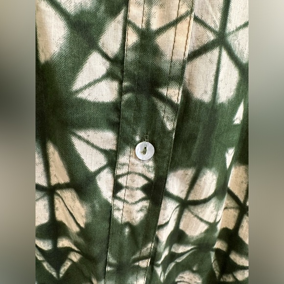 NWOT ZARA PRINTED TUNIC DRESS GREEN / ECRU SIZE M - Picture 6 of 7